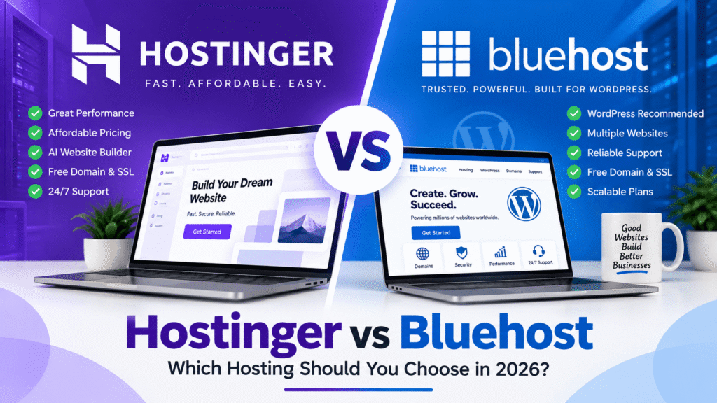 Hostinger vs Bluehost hosting comparison 2026
