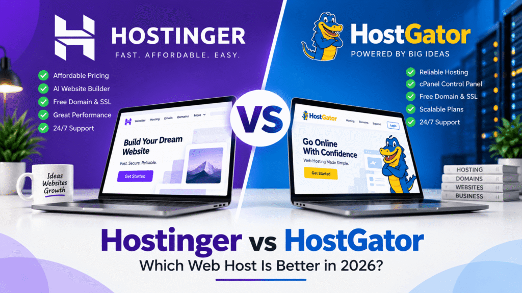 Hostinger vs HostGator web hosting comparison 2026